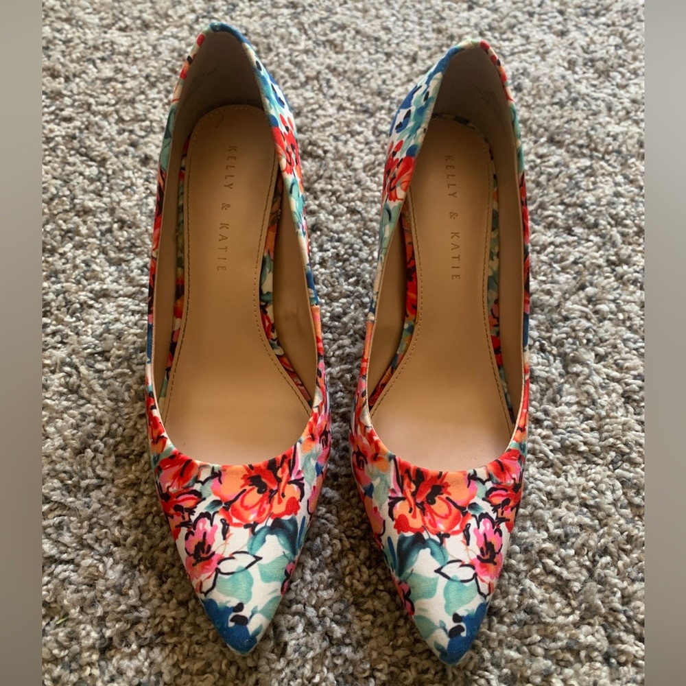 Kelly & Katie Floral Heels - Blue and Red
